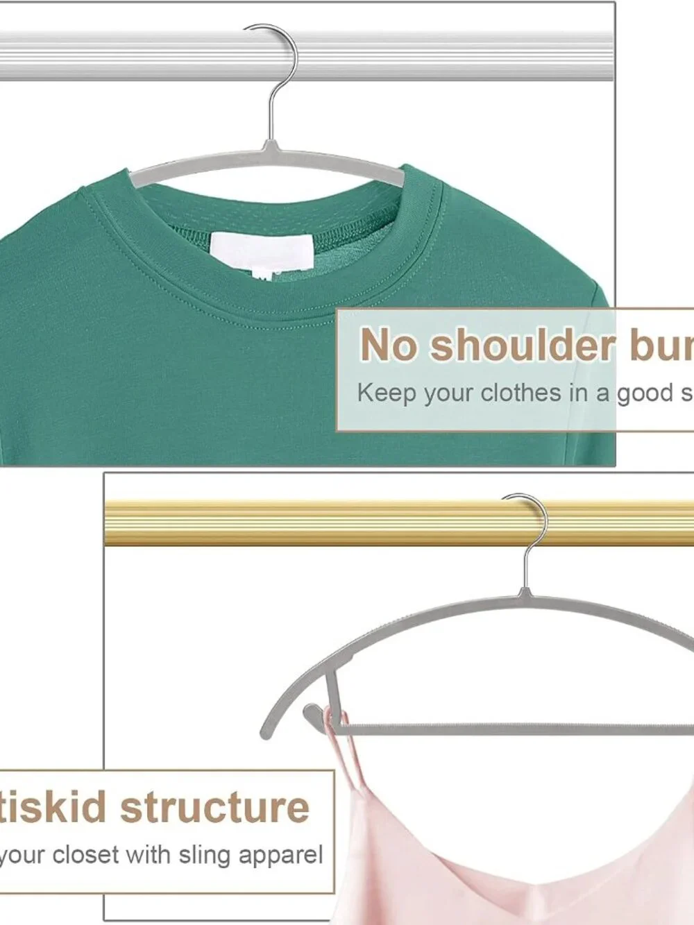 Plastic Hangers (Set of 25) - Grey - NO SHOULDER BUMP and NON SLIP - Picture 8 of 8